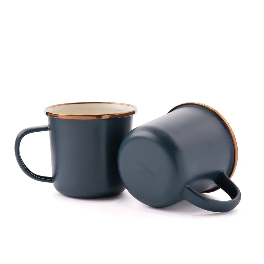 Emailletassen, zweifarbig, 2-er Set, indigo blue, Barebones