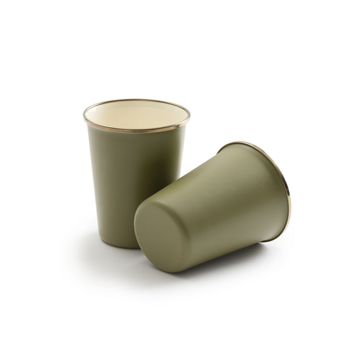 [CKW-1029] Tasse 2-tone Tall Cup Set Olive Email, 2er Set, Barebones